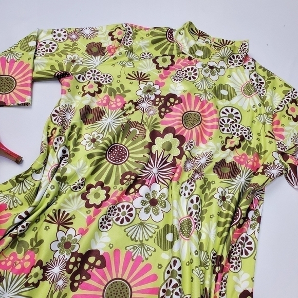 Emma's Closet Lime Pink Floral Boho Tunic Dress S - Picture 9 of 16